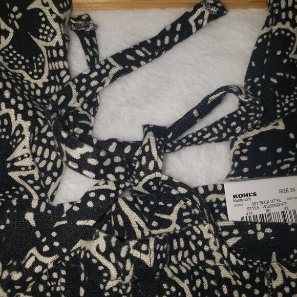 Sonoma Black Floral Wide Leg Pants 3X – Linen Blend Y2K Lounge Vibes - Picture 4 of 12